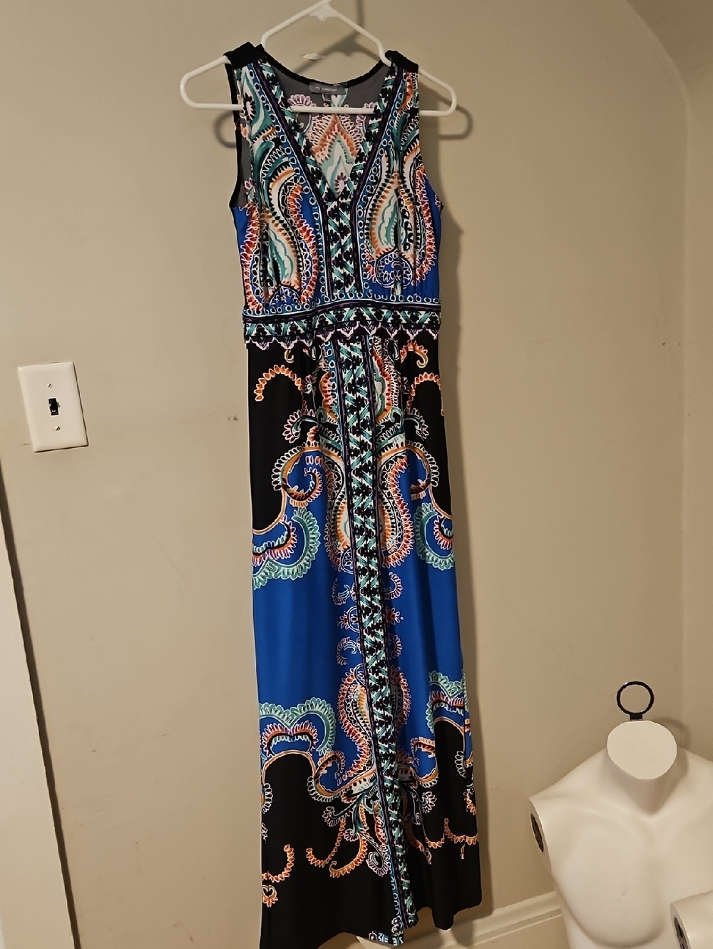 Colorblock Paisley Maxi Dress